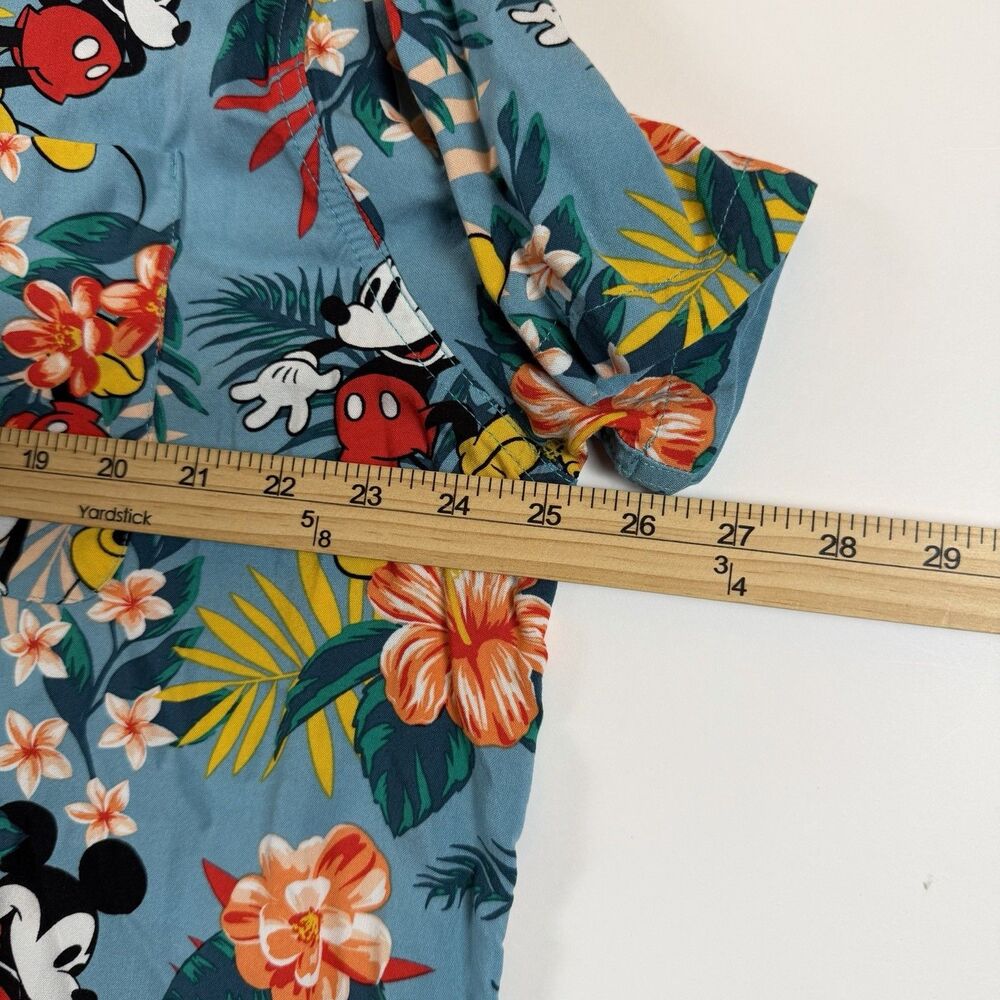 Disney Mickey Mouse Hawaiian Shirt Mens XL Floral Print Button Up Tropical Soft - Picture 8 of 9